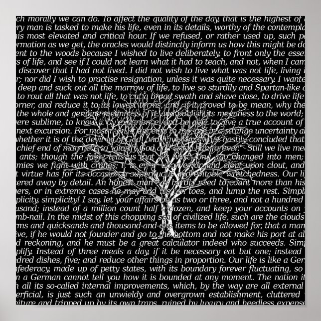 Walden Woods Black Literaturkunst Print Poster (Vorne)
