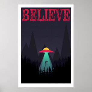 Waldentführungskunst Druck UFO Sci-Fi Poster