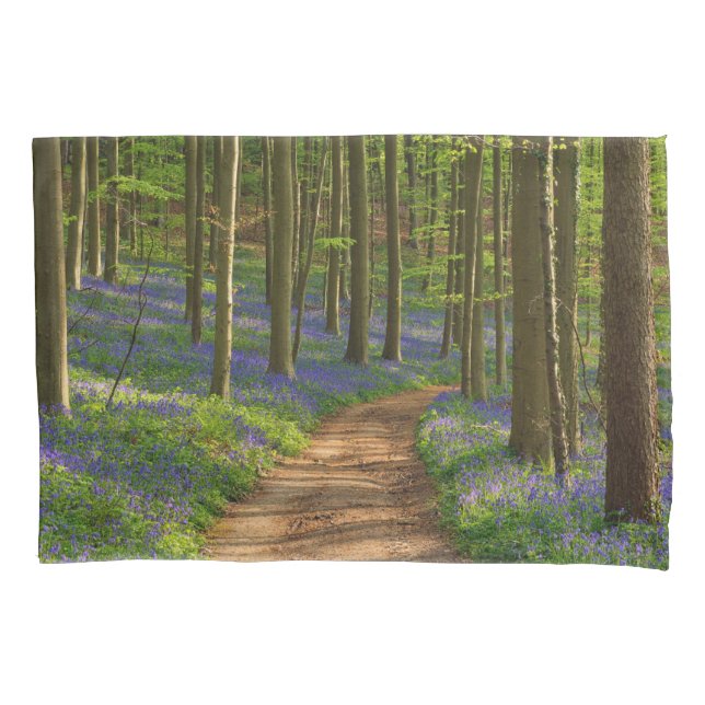 Wälder | Bluebellwald in Belgien Kissenbezug (Vorderseite)