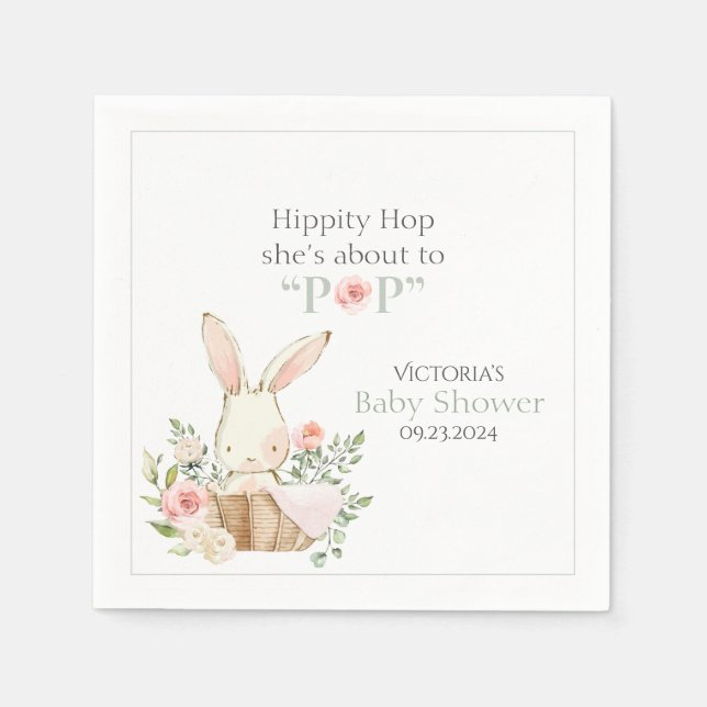 Wälder Bunny Rabbit Pink Floral Serviette (Vorderseite)