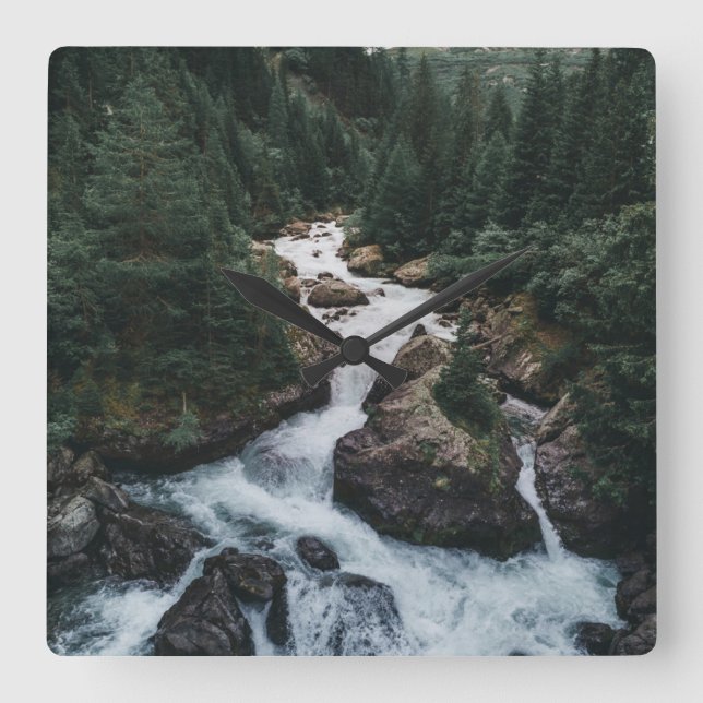 Wälder | Kanton Graubünden Quadratische Wanduhr (Vorderseite)