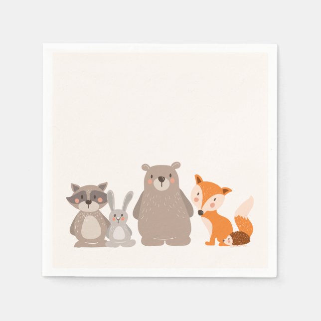 Wälder Papier Napkin Tiere Wald Bear Fox Serviette (Vorderseite)