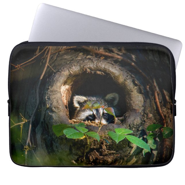 Wälder | Raccoon Peeking Laptopschutzhülle (Vorderseite)