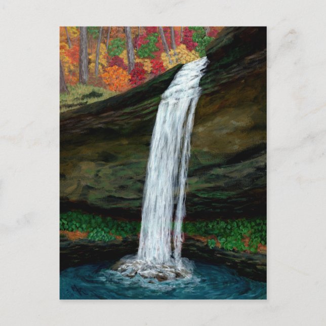 Waldfälle - Wasserfall-Malerei Postkarte (Vorderseite)