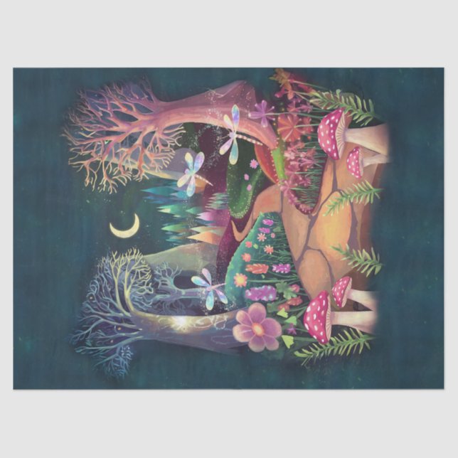 Waldfantasie, die magische Fairyland der Natur Seidenpapier (Vorderseite)