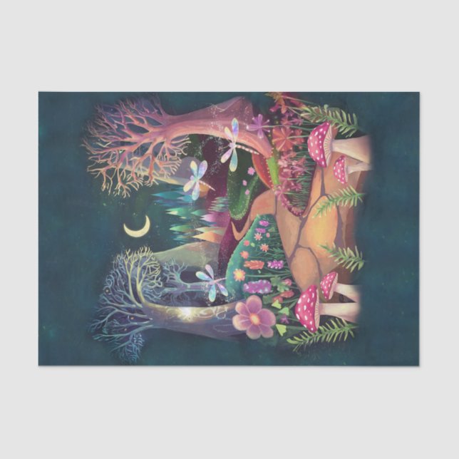 Waldfantasie, die magische Fairyland der Natur Seidenpapier (Vorderseite)