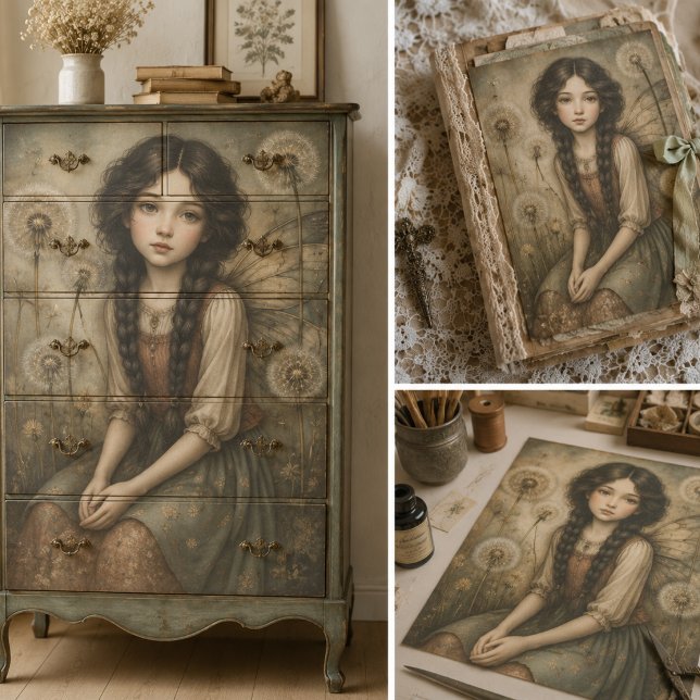 Waldfee auf einer Löwenzahnwiese Fantasy-Kunst Seidenpapier (Von Creator hochgeladen)