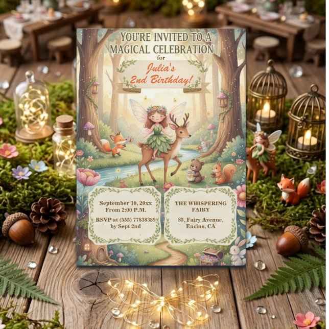 Waldfee Feen-Whimsical 2. Geburtstagsfeier Einladung (Von Creator hochgeladen)