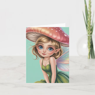 Waldfee mit Pilzhut Illustration Feiertagskarte
