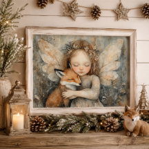 Waldfee und Fuchs Whimsical-Kinderzimmer-Wandkunst
