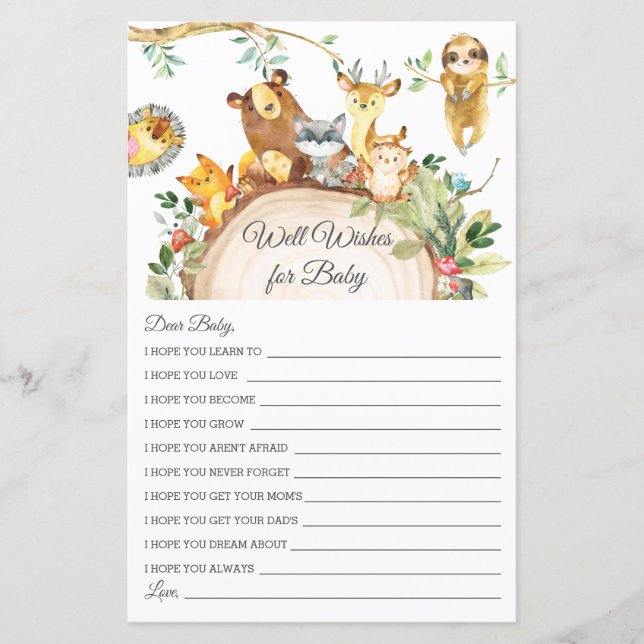 Waldflächen Brunnen Wünsche für Babyduschkarte (Vorderseite)