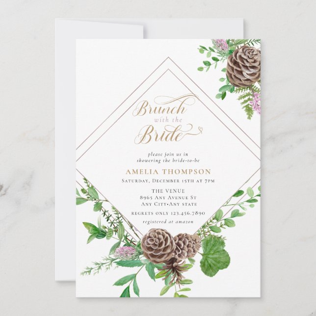 Waldfloral | Brautparty Brunch Einladung (Vorderseite)