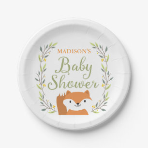 Waldfox-Baby-Duschen-Teller Pappteller