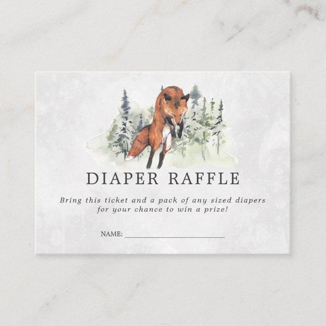 WaldFox der Babyparty-Windelraffle-Karten-| Begleitkarte (Vorderseite)