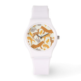 Waldfox Hare Huhn Orange Herbstmuster Armbanduhr