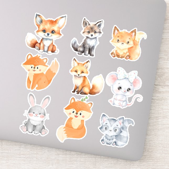 Waldfreunde: Adorable Waldlandkreaturen Sticke Aufkleber (Detail)