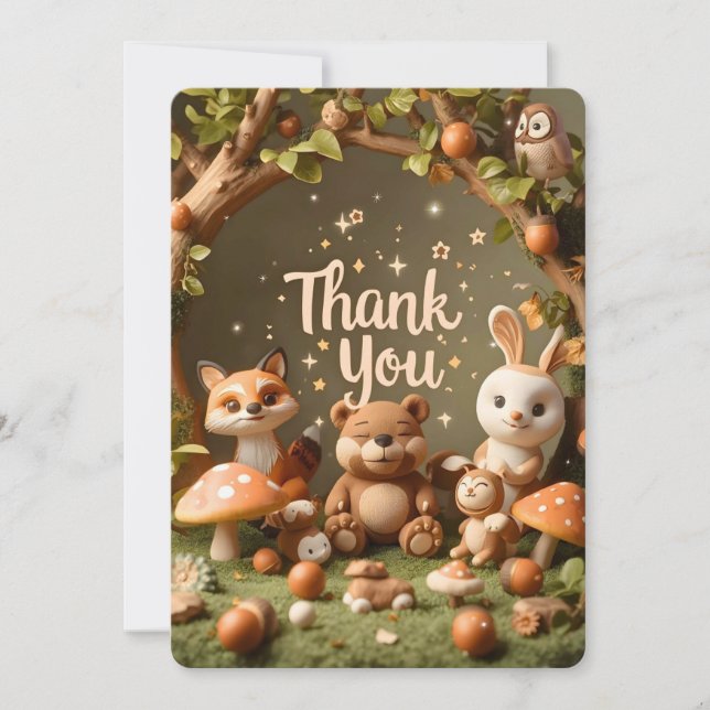 Waldfreunde Dankeschön-Karte - Niedlicher Wald Ani Dankeskarte (Vorderseite)