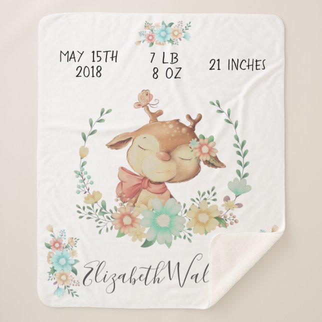 Waldfreunde Geburtsdaten von Hirschen Sherpadecke (Vorderseite)