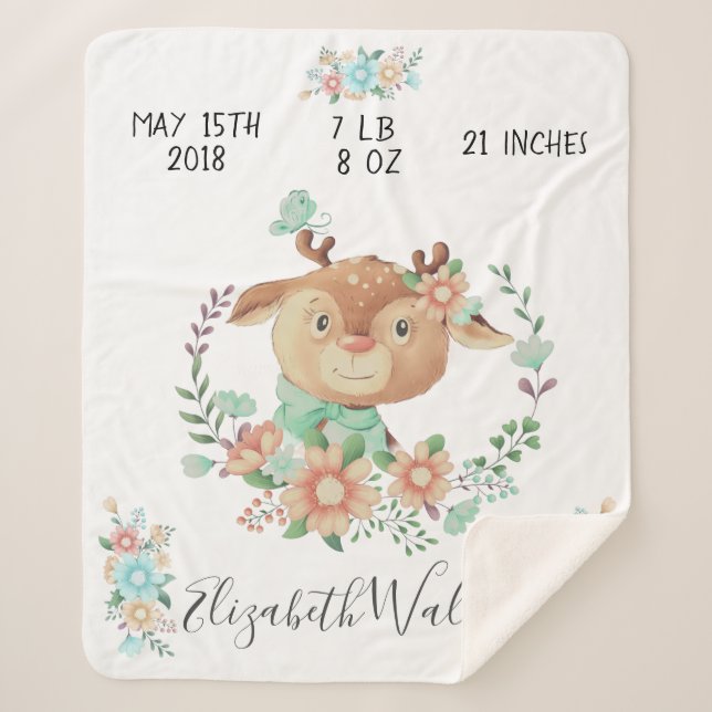 Waldfreunde Geburtsdaten von Hirschen Sherpadecke (Vorderseite)