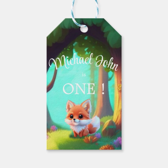 Waldfreunde niedlicher Babyfuchs Geschenkanhänger (Vorderseite)