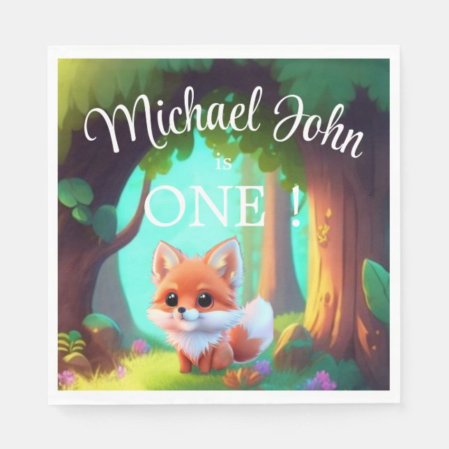Waldfreunde niedlicher Babyfuchs Serviette (Vorderseite)