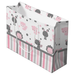 Waldfreunde rosa u. graue Geschenk-Tasche Große Geschenktüte