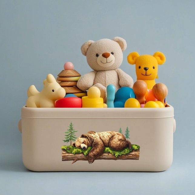 Waldfreunde Schlafbären-Kinderzimmer Aufkleber (Sleeping bear calm peaceful nursery decal sticker toy box storage wall baby room decor woodland )
