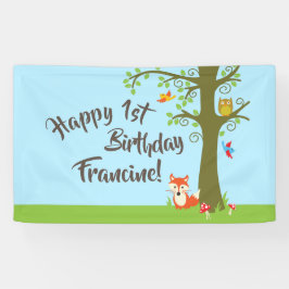 Waldfreunde Woodland Niedlich 1. Geburtstag Party Banner