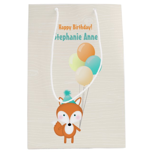 Waldfuchs mit Balloons Mittlere Geschenktüte (Vorderseite)