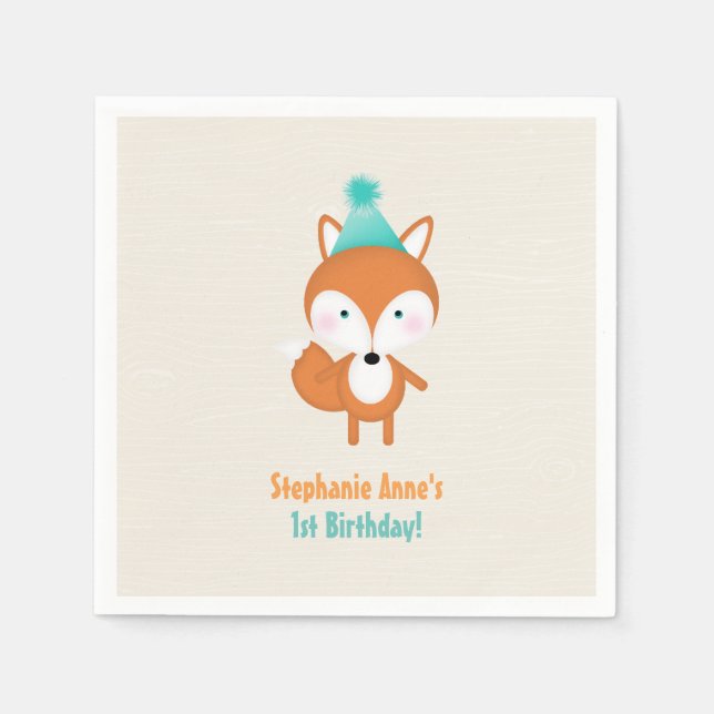 Waldfuchs mit Balloons Serviette (Vorderseite)