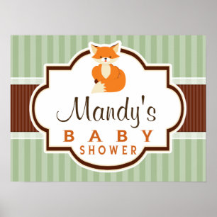 Waldfuchs; Orange, Hülle, Braun-Babydusche Poster