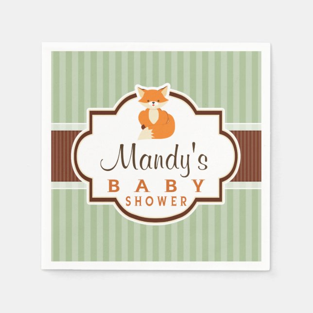 Waldfuchs; Orange, Hülle, Braun-Babydusche Serviette (Vorderseite)
