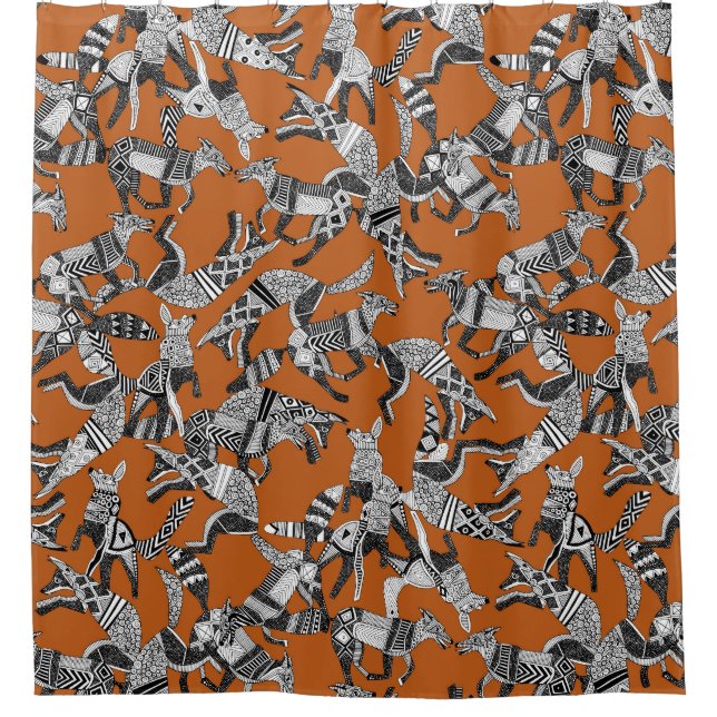 Waldfuchs Party Orange Duschvorhang (Vorderseite)