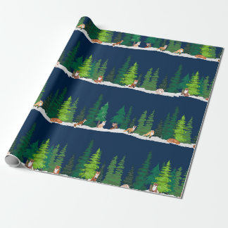 Waldfüchse auf Marine Geschenkpapier