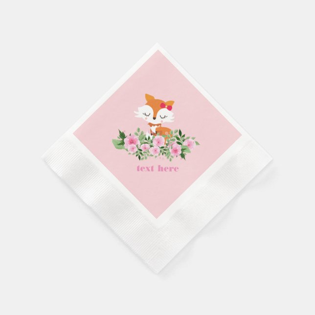 Waldfüchse, niedlicher Fuchs, rosa, süß, niedlich, Serviette (Ecke)