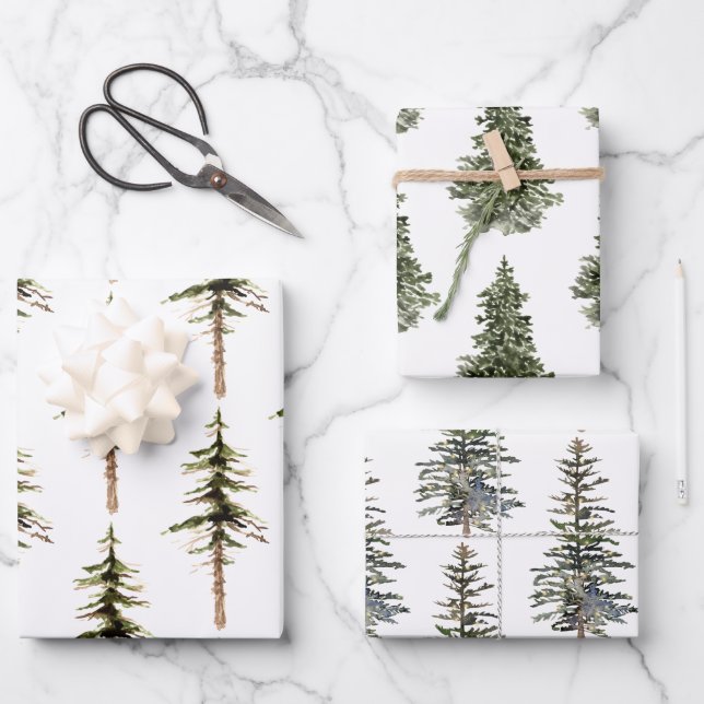 Waldgebiet Pine Cedar Tree Wald Wrapping P Geschenkpapier Set (Vorderseite)
