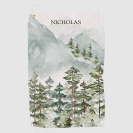 Waldgebirge Wasserfarbenwelt Landschaft Golfhandtuch