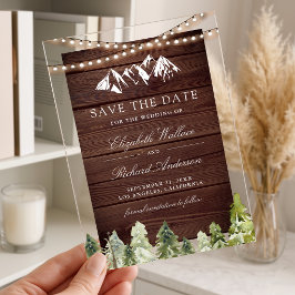Waldgebirgs-Foto-Hochzeit - Heiratsankündigung Acryleinladungen