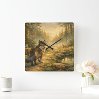 Waldgefährten Quadrat 10,75" Acryl-Wanduhr Quadratische Wanduhr