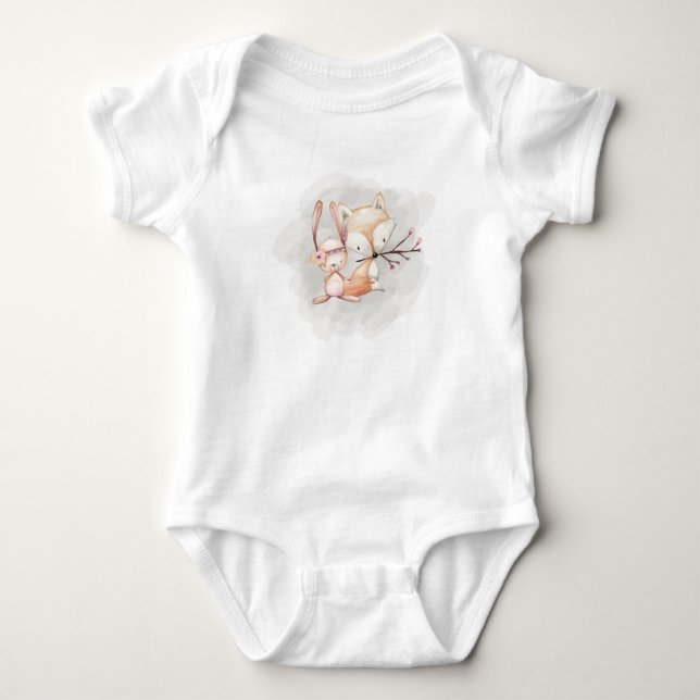 Waldgeschöpf-Häschenfox-Bärn-Bodysuit-T - Shirt (Vorderseite)