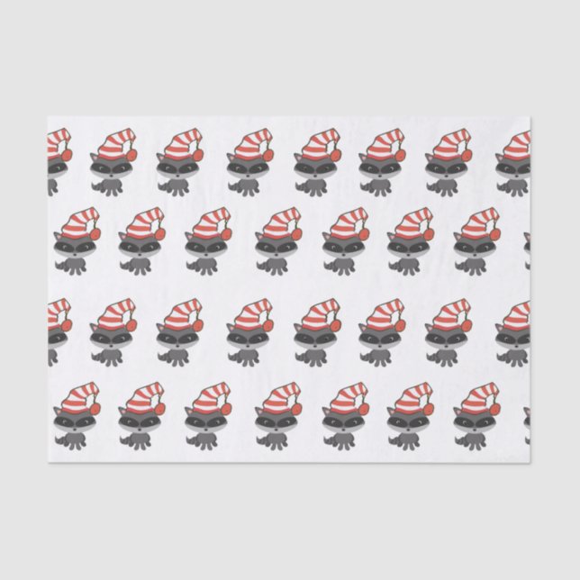 Waldgeschöpf-Waschbär-Weihnachten Seidenpapier (Vorderseite)