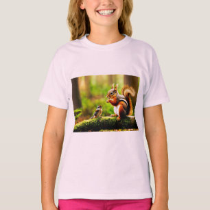 Waldgesellschaften - Eichhörnchen, Chipmunk & Bird T-Shirt