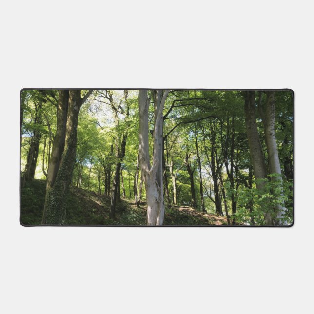 Waldglade in Sonnenlicht auf einem Schreibtischunterlage (Vorderseite)