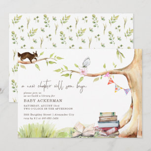 Waldgrün Erstellen eines Bibliotheksbabys Einladung