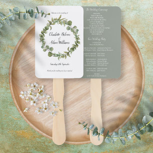 Waldgrün Eukalyptus Hochzeitsprogramm Fächer