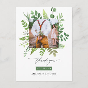 Waldgrün Hochzeit Vielen Dank Postkarte