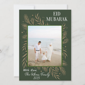 Waldgrün mit Goldkranzrahmen Eid Grüße