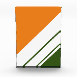 Waldgrün Orange Weißer Slant Racing Streifen Fotoblock
