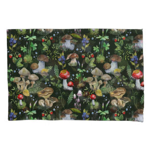 Waldgrün Pilze Pflanze Muster Kissenbezug