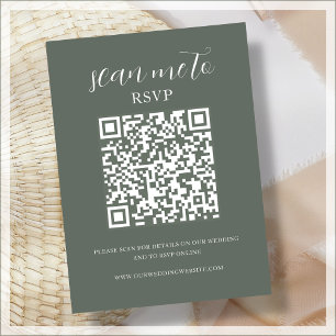 Waldgrün QR-Code HochzeitsrSVP Begleitkarte